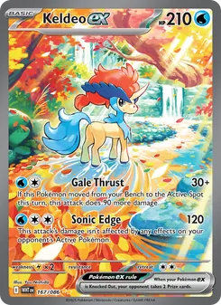 Keldeo ex — White Flare #167, 2025. Illustrated by Yuu Nishida.