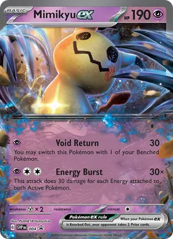 Mimikyu ex — SVP Black Star Promos #004, 2023. Illustrated by PLANETA Yamashita.