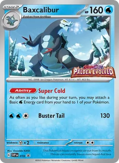 Baxcalibur — SVP Black Star Promos #019, 2023. Illustrated by Oswaldo KATO.