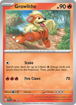 Growlithe — SVP Black Star Promos #024, 2023. Illustrated by Uta.