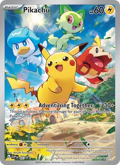 Pikachu — SVP Black Star Promos #027, 2023. Illustrated by Atsushi Furusawa.