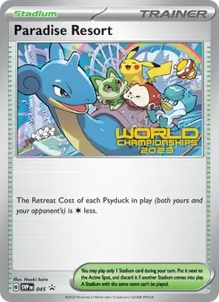 Paradise Resort — SVP Black Star Promos #045, 2023. Illustrated by Naoki Saito.