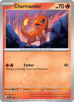Charmander — SVP Black Star Promos #047, 2023. Illustrated by NC Empire.