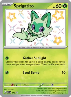 Sprigatito — SVP Black Star Promos #076, 2023. Illustrated by kurumitsu.