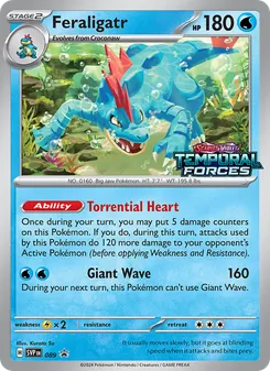 Feraligatr — SVP Black Star Promos #089, 2023. Illustrated by Kurata So.