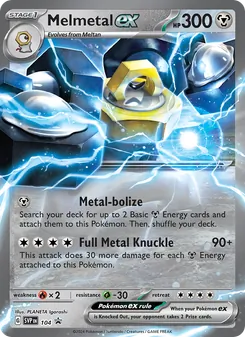 Melmetal ex — SVP Black Star Promos #104, 2023. Illustrated by PLANETA Igarashi.