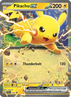 Pikachu ex — SVP Black Star Promos #106, 2023. Illustrated by takuyoa.