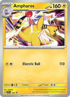 Ampharos — SVP Black Star Promos #109, 2023. Illustrated by GIDORA.