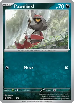 Pawniard — SVP Black Star Promos #111, 2023. Illustrated by matazo.