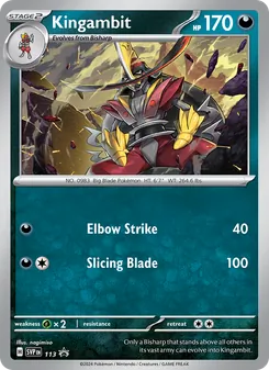 Kingambit — SVP Black Star Promos #113, 2023. Illustrated by nagimiso.