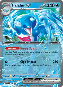Palafin ex — SVP Black Star Promos #126, 2023. Illustrated by PLANETA Mochizuki.