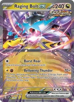 Raging Bolt ex — SVP Black Star Promos #145, 2023. Illustrated by PLANETA Mochizuki.