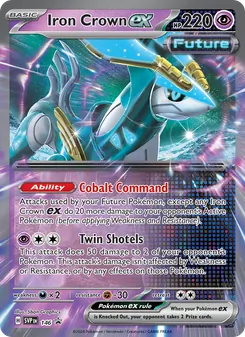 Iron Crown ex — SVP Black Star Promos #146, 2023. Illustrated by 5ban Graphics.