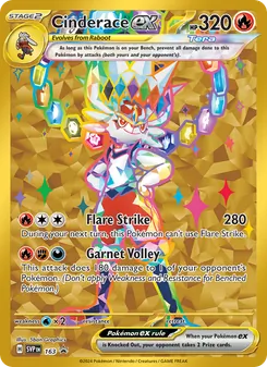 Cinderace ex — SVP Black Star Promos #163, 2023. Illustrated by 5ban Graphics.