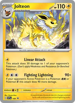 Jolteon — SVP Black Star Promos #169, 2023. Illustrated by Nisota Niso.