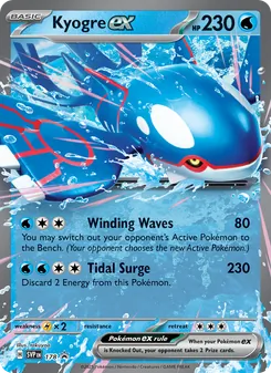 Kyogre ex — SVP Black Star Promos #178, 2023. Illustrated by takuyoa.