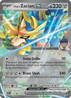 Hop's Zacian ex — SVP Black Star Promos #193, 2023. Illustrated by PLANETA Mochizuki.