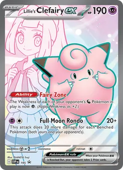 Lillie's Clefairy ex — SVP Black Star Promos #195, 2023. Illustrated by PLANETA Tsuji.