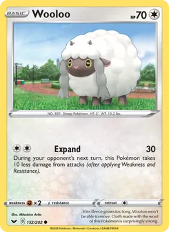 Wooloo — Sword & Shield #152, 2020. Illustrated by Mitsuhiro Arita.