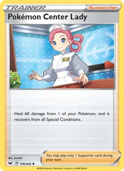 Pokémon Center Lady — Sword & Shield #176, 2020. Illustrated by kirisAki.
