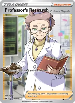 Professor's Research (Professor Magnolia) — Sword & Shield #201, 2020. Illustrated by kirisAki.
