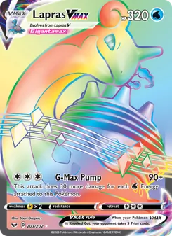 Lapras VMAX — Sword & Shield #203, 2020. Illustrated by 5ban Graphics.