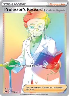 Professor's Research (Professor Magnolia) — Sword & Shield #209, 2020. Illustrated by kirisAki.