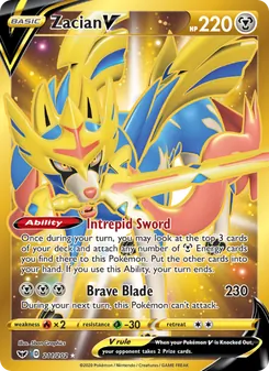 Zacian V — Sword & Shield #211, 2020. Illustrated by 5ban Graphics.