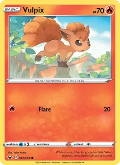 Vulpix — Sword & Shield #22, 2020. Illustrated by Taira Akitsu.