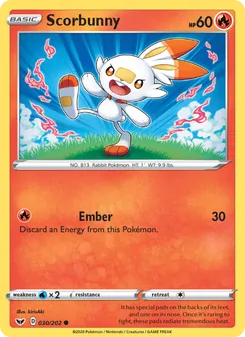 Scorbunny — Sword & Shield #30, 2020. Illustrated by kirisAki.