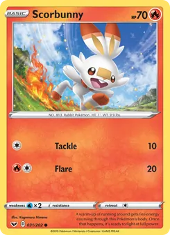 Scorbunny — Sword & Shield #31, 2020. Illustrated by Kagemaru Himeno.