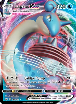Lapras VMAX — Sword & Shield #50, 2020. Illustrated by 5ban Graphics.