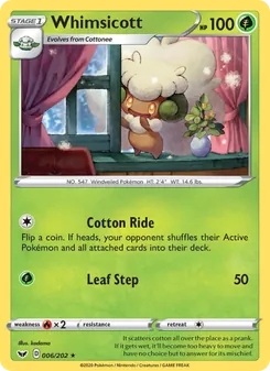 Whimsicott — Sword & Shield #6, 2020. Illustrated by kodama.