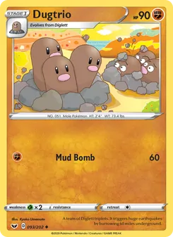 Dugtrio — Sword & Shield #93, 2020. Illustrated by Kyoko Umemoto.