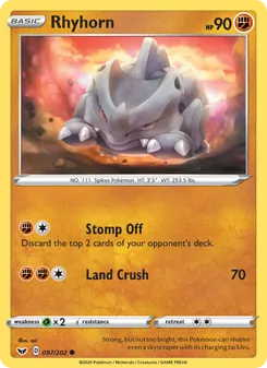 Rhyhorn — Sword & Shield #97, 2020. Illustrated by sui.