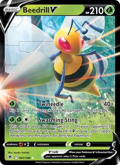 Beedrill V — Astral Radiance #001, 2022. Illustrated by Ayaka Yoshida.