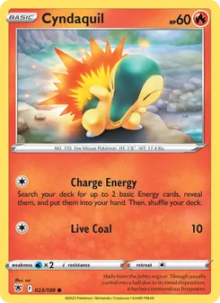 Cyndaquil — Astral Radiance #023, 2022. Illustrated by sui.
