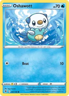 Oshawott — Astral Radiance #041, 2022. Illustrated by Saya Tsuruta.