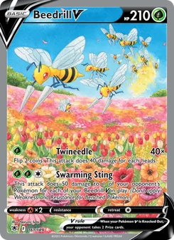 Beedrill V — Astral Radiance #161, 2022. Illustrated by Narumi Sato.