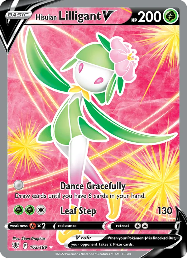 Hisuian Lilligant V — Astral Radiance #162, 2022. Illustrated by 5ban Graphics.