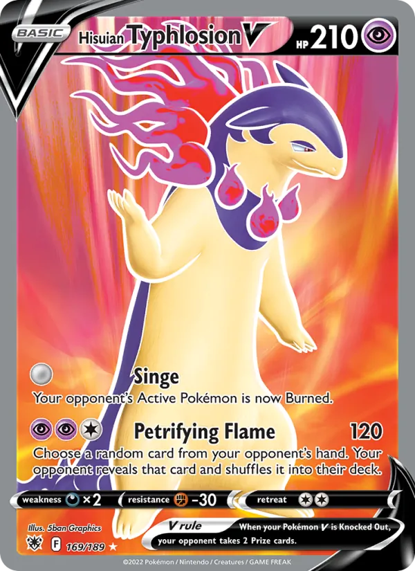 Hisuian Typhlosion V — Astral Radiance #169, 2022. Illustrated by 5ban Graphics.