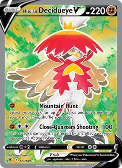 Hisuian Decidueye V — Astral Radiance #173, 2022. Illustrated by 5ban Graphics.