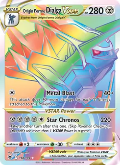 Origin Forme Dialga VSTAR — Astral Radiance #198, 2022. Illustrated by 5ban Graphics.