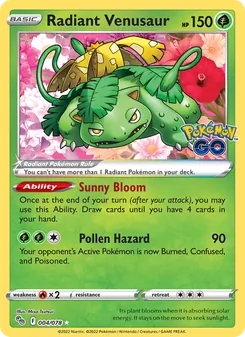 Radiant Venusaur — Pokémon GO #004, 2022. Illustrated by Misa Tsutsui.
