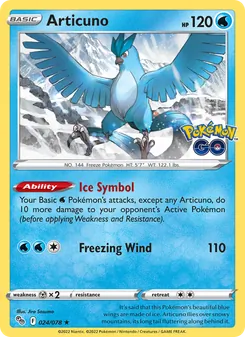 Articuno — Pokémon GO #024, 2022. Illustrated by Jiro Sasumo.