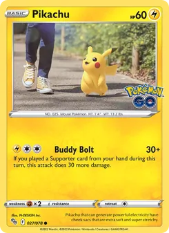 Pikachu — Pokémon GO #027, 2022. Illustrated by N-DESIGN Inc..