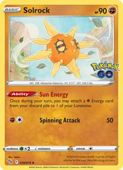 Solrock — Pokémon GO #039, 2022. Illustrated by Sekio.