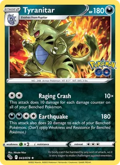 Tyranitar — Pokémon GO #043, 2022. Illustrated by Nisota Niso.