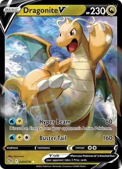 Dragonite V — Pokémon GO #049, 2022. Illustrated by kawayoo.