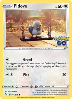 Pidove — Pokémon GO #061, 2022. Illustrated by N-DESIGN Inc..